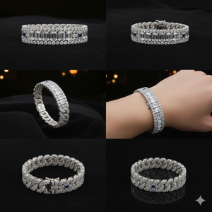 สร้อยข้อมือคิวบาแฟชั่นย้อนยุคคุณภาพพรีเมียมสำหรับทุกเพศ ประดับเพชรโมอิสซาไนต์เต็มเส้น สไตล์พังก์ เข้าได้กับทุกชุด ฮิปฮอป เงินแท้ 925 เหมาะสำหรับงานปาร์ตี้ - Product Image 3