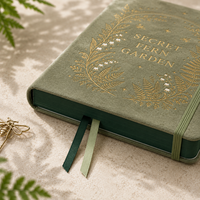 Carnet de notes botanique A5 personnalisé LABON, couverture rigide, motif jardin de fougères, avec logo, suivi des habitudes et de l'humeur, idéal pour le bureau ou comme cadeau