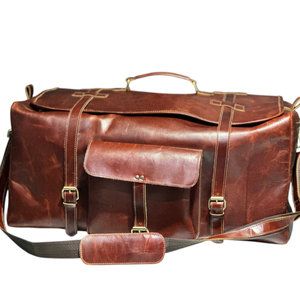 Sac de voyage en cuir personnalisé unisexe de haute qualité, marron, vintage, rétro, léger, polyester, durable, utilisation sportive, luxe, week-end - Product Image 1