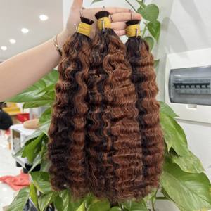 Vente en gros 30 pouces extensions de cheveux vierges bouclés birmans Piano brun cheveux humains vietnamiens 1B couleur cuticules alignées brut - Product Image 3