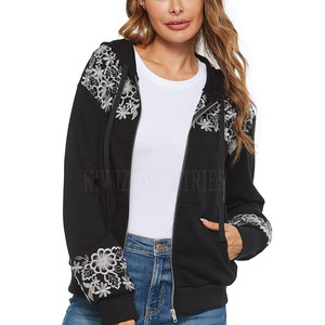 Top Fashion Sweats à capuche pour femmes avec broderie Sweat-shirt à quantité minimale de commande bas teint en coton et polyester de haute qualité - Product Image 5
