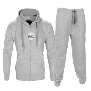 FORGO SPORTS Men Winter Pullover Hoodie Printed Solid Long Sleeve Pants Jogging Suits Tracksuit Set 2 Piece Polyester/Cotton - Product Image 1