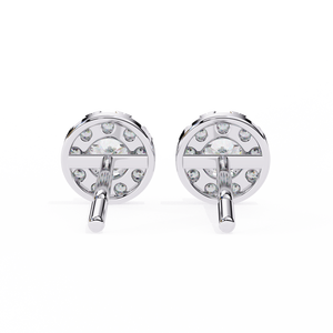 Boucles d'oreilles clous uniques en or 18 carats avec diamant de laboratoire, sertissage clos en or rose, blanc et jaune - Product Image 5