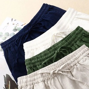 Pantalones Casuales de Algodón y Lino de Color Sólido con Cordones y Cintura Alta Elástica para Mujer, Pierna Ancha y Suelta, Ropa de Moda para Mujer - Product Image 4