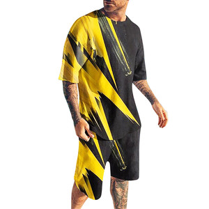 2024 Logo personnalisé respirant Polyester hommes survêtement Shorts grande taille imprimé été deux pièces ensembles courts en gros t-shirt - Product Image 5