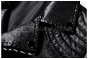 Nueva chaqueta de cuero de Estilo Vintage para hombre de la mejor venta hecha a medida con cuello levantado y tela vaquera teñida lisa - Product Image 4