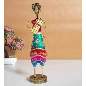 Estatuilla de músico de metal ligero contemporáneo multicolor para decoración del hogar - Product Image 1
