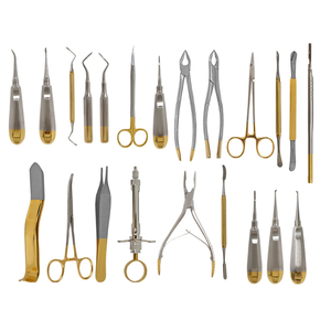 Kit de chirurgie dentaire orale de 22 pièces, forceps d'extraction des dents de sagesse à poignée dorée, acier inoxydable allemand, certifié CE, réutilisable - Product Image 1