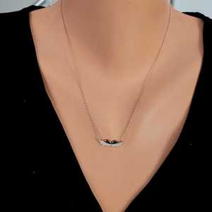Gm <b>Angel</b> Wing Pendant Necklace with White Round Stones Channel Setting Everyday Wear Fine <b>Charms</b> & Pendants - Product Image 1