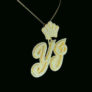 Collar con Colgante de Letra o Nombre con Diamantes de Imitación VVS Moissanite, Estilo Hip Hop, Personalizado de Fábrica, Pasa el Test de Diamantes, Joyería de Plata para Hombre - Product Image 4