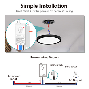 1-Gang Tuya Kit <span class=keywords><strong>de</strong></span> interruptor remoto inteligente 433MHz IP66 Receptor 3 Control Modes10A Relé Funciona con Alexa 1000W Soporte LED - Product Image 4