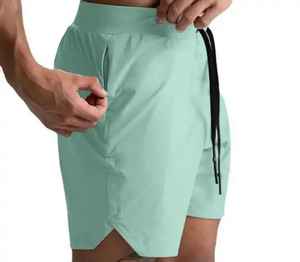 ชุดกางเกงขาสั้นผู้ชายผ้าโพลีเอสเตอร์100% สูงสีทึบพิมพ์โลโก้กางเกงยางยืดระบายอากาศน้ำหนักเบาแห้งเร็ว - Product Image 5