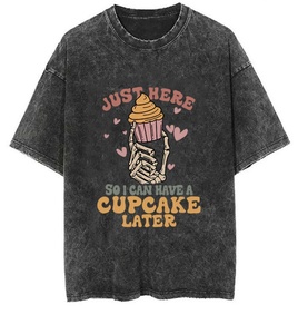 เสื้อยืดโอเวอร์ไซส์ ยูนิเซ็กส์ วินเทจ ล้างสีแบบแอซิดวอช แต่งดีเทลขาดๆ พร้อมลายพิมพ์ซิลค์สกรีน คอกลม แขนสั้น - Product Image 2