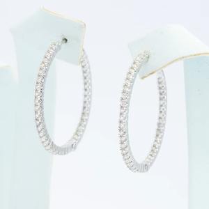 Pendientes de aro de plata de ley con diamantes de moissanita completamente blancos Pendientes hermosos de corte excelente Pendientes personalizados Regalo para mujeres - Product Image 2