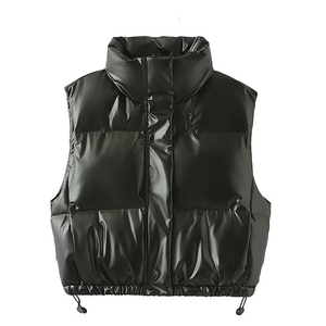 Chaleco acolchado de Invierno para mujer de estilo americano europeo, transpirable, Algodón ligero, cuello levantado grueso, traje de pan corto sin mangas - Product Image 3