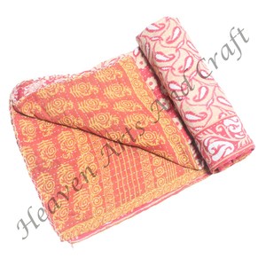 Colcha Kantha de Algodón Cortado, Multicolor, Tamaño 55x85 Pulgadas, Diseño Indio, Reversible, Cosida a Mano, Manta Pesada de Sari Antiguo - Product Image 4