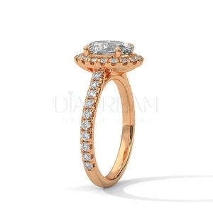 Meilleure qualité Leb Grown Original bague en diamant coupe ovale Halo Solitaire bague de fiançailles en argent Sterling 925 cadeau de fête de mariage - Product Image 6