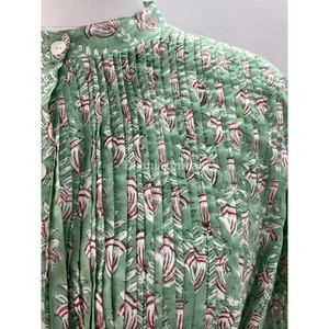 Bán Buôn Phụ Nữ Của 100% Bông Mùa Hè Ăn Mặc Handmade Khối In Ddiềm Vành Đai Và Nút Đứng Cổ Áo Giản Dị Đảng Mặc Ăn Mặc - Product Image 4