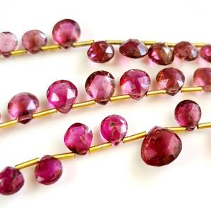 Pierre précieuse tourmaline rubellite naturelle Briolette à facettes en forme de coeur perles de pierre rose certifiées par des tiers - Product Image 6