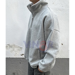 Sudaderas con capucha informales de alta calidad, sudadera de lana con logotipo personalizado para hombre, Jersey térmico de gran tamaño con cuello alto y media cremallera cuarto 1/4, OEM - Product Image 2