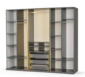 Armario de Dormitorio de Estilo Moderno Elps, Puertas con Bisagras de Vidrio Templado Irrompible, MDF, 3 Cajones, Tiradores de Madera, para Apartamento u Hotel - Product Image 3