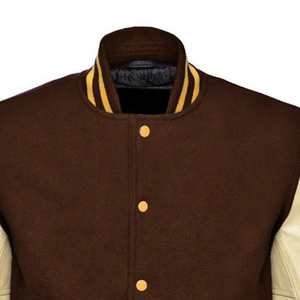 Chaqueta de béisbol de alta calidad personalizada costura Chenille parche bordado Stand Collar Letterman College chaqueta de béisbol para hombres - Product Image 4
