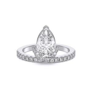 1.87 Carat E-F/VVS-VS <b>Moissanite</b> (Centre 1.50CT) Pear & Round Cut Diamond Engagement <b>Ring</b> Made in Silver For Her - Product Image 1