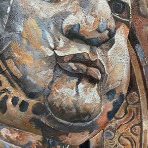 Quadro su Tela Dipinto a Mano di Buddha 39x39 Pollici, Dipinti ad Olio 100% per Decorazione Murale - Product Image 3