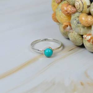 Anillo de piedras preciosas talladas de forma redonda suave de turquesa Natural, anillos de moda para fiesta de Plata de Ley 925, joyería para mujer a granel - Product Image 5