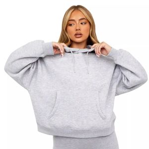 Sudadera con capucha oversize para mujer con patrón personalizado, estilo casual de invierno, corte holgado, mangas largas, bordado y estampado de letras - Product Image 3