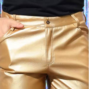 กางเกงหนังลำลองสำหรับผู้ชายฟอกสีเข้มดีไซน์ปรับแต่งได้ - Product Image 5