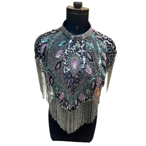 2025 Beaded Sequins Cape 100% Cotton Fabric Best Price From India - Product Image 1