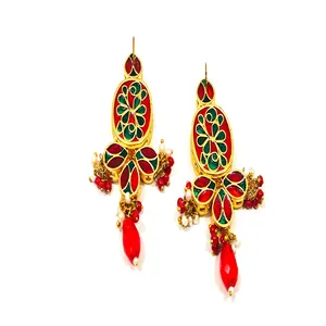 Ensemble de collier plaqué or Kundan Meenakari avec pierres de cristal, perles et diamants pour mariage ou cadeau, bijoux en cuivre fin - Product Image 5