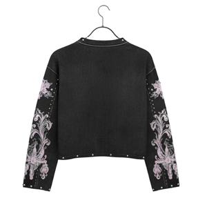 Sudadera recortada Valley para mujer Invierno Gráfico personalizado con mangas florales 100% Algodón Fleece Ecológico - Product Image 5