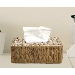 Support de boîte de mouchoirs en jacinthe d'eau fait à la main, haute qualité, vente en gros, personnalisé, naturel, du Vietnam - Product Image 4