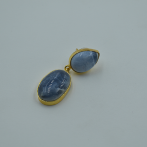 blue <b>opal</b> semi precious stone goldplated brass earing wholesale 18k gold plated semi precious stone <b>stud</b> <b>earrings</b> for women - Product Image 5