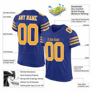 Adult Men Football Jersey Blue Color Short Sleeve <b>Polyester</b> Made American Football Exercise <b>Shirt</b> - Product Image 5