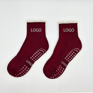 Custom Logo Embroidery Anti-slip <b>Socks</b> for Pilates Yoga Barre Workout Cotton Crew <b>Grip</b> Pilates Yoga <b>Socks</b> for Women - Product Image 1