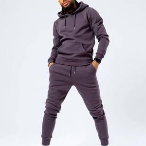 Survêtement d'hiver unisexe brodé avec logo personnalisé pour hommes Sweat à capuche surdimensionné et ensemble de pantalons de jogging en tissu polaire grande taille - Product Image 1