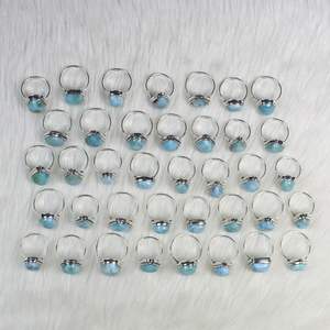 Anillos de piedras preciosas Larimar azul natural al por mayor para la fabricación de joyas de plata anillos de colección de diseñador de material principal de latón - Product Image 4