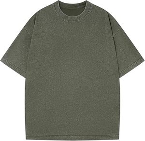 T-shirt en maille vintage délavé au soleil avec logo personnalisé, coupe ample à épaules tombantes, style rétro, collection 2026 - Product Image 1