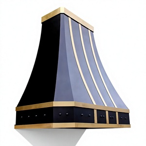 Cappa da Cucina Architettonica di Lusso in Acciaio Inox Nero e Ottone, Montaggio a Parete Personalizzato - Product Image 4