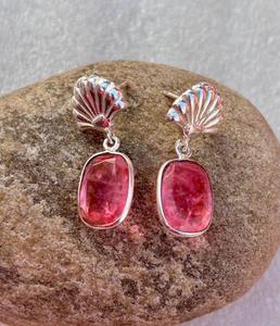 ต่างหูเงินแท้925ดีไซน์เป็นเอกลักษณ์ต่างหูคริสตัลทัวร์มาลีนสีชมพูของขวัญเครื่องประดับเงินสำหรับผู้หญิง - Product Image 5