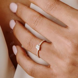 Anillo de diamante Natural de oro de 14 quilates de alta calidad, anillo de compromiso de diamante con forma de pera, anillo de boda minimalista para mujer - Product Image 6