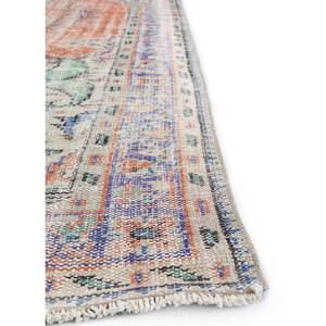 Alfombra de Lana Anudada a Mano de Estilo Vintage, Diseño Rectangular Abstracto con Medallón Rojo Naranja para Sala de Estar, Pae-2901 - Product Image 4