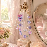 Llavero de Lujo con Cuentas de Mariposa, Hecho a Mano, con Perlas y Cristales, Cadena para Teléfono, Joyería, Regalo