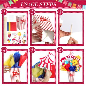 Décorations de table sur le thème du <span class=keywords><strong>cirque</strong></span> avec boîte à popcorn, découpes de carnaval et bâtonnets pour la fête de carnaval, décorations d'<span class=keywords><strong>anniversaire</strong></span> - Product Image 2