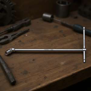 Chrome-Plated T-Handle Wrench with Swivel <b>Socket</b> for Torx Profile Head Screws - Product Image 3