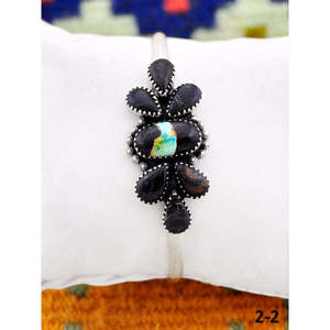 Southwest Handmade Black Jack & Sterling <b>Silver</b> <b>Cuff</b> <b>Bracelet</b> Fashionable Accessory - Product Image 1