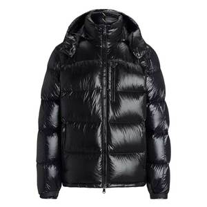 Wholesale <b>Men</b> Puffer <b>Jackets</b> 2025 | Shiny Black Bubble Coat | Stand Collar Casual Knitted Winter <b>Jacket</b> | OEM ODM Factory Supply - Product Image 1